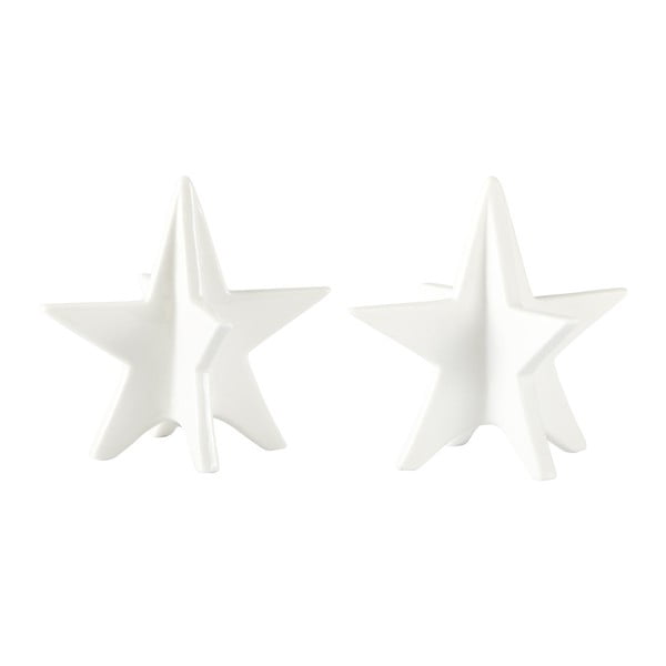 Sada 2 dekorativních hvězd KJ Collection White Matt, 13 cm