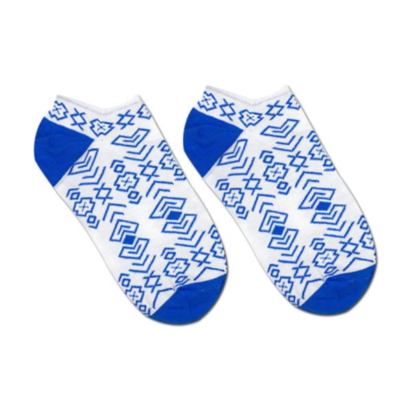 Modré bavlněné kotníkové ponožky HestySocks Geometry, vel. 35-38
