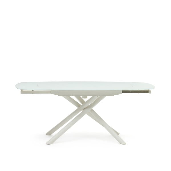 Valge kokkupandav söögilaud klaasist lauaplaadiga 100x130 cm Yodalia - Kave Home-image-3