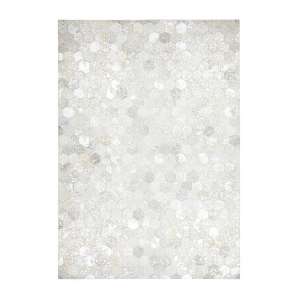 Krémovo-stříbrný kožený koberec Daz, 120x170cm