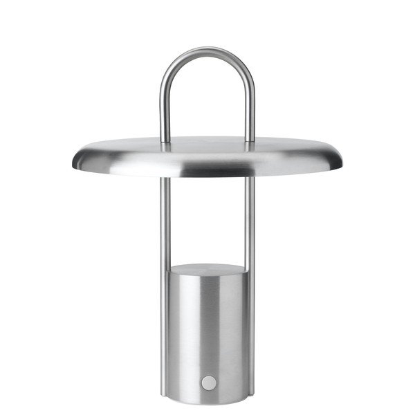 Plastikust LED-laualamp hämardatava valgusega hõbedases värvitoonis (kõrgus 25 cm) Pier - Stelton