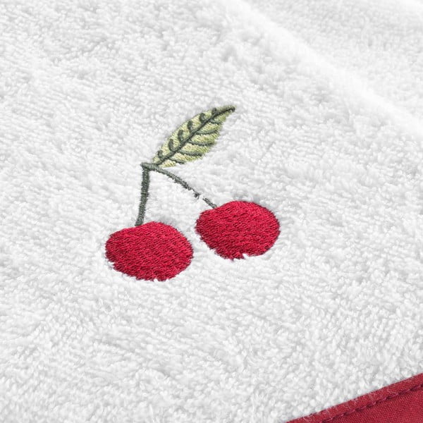 Punane-valge puuvillane froteerätik 60 cm Cerisette - douceur d'intérieur-image-1