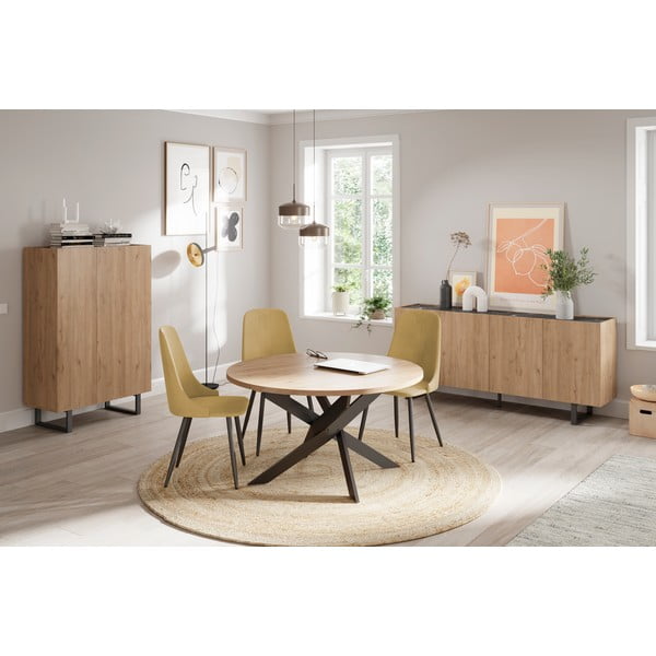 Ümmargune söögilaud tammeplaadiga 120x120 cm Ther - Marckeric-image-1