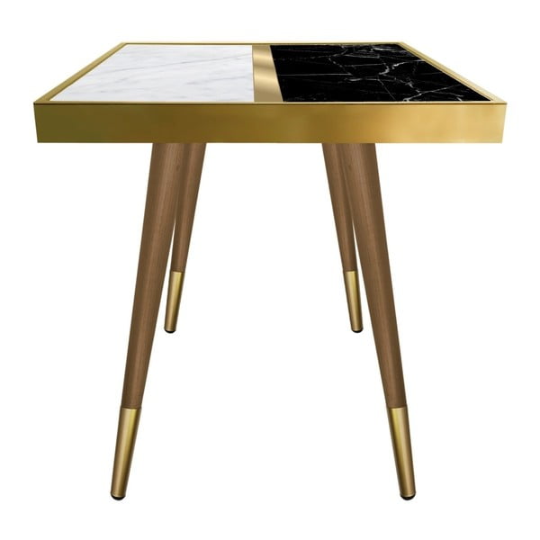 Příruční stolek Caresso Marble Black And White Square, 45 x 45 cm