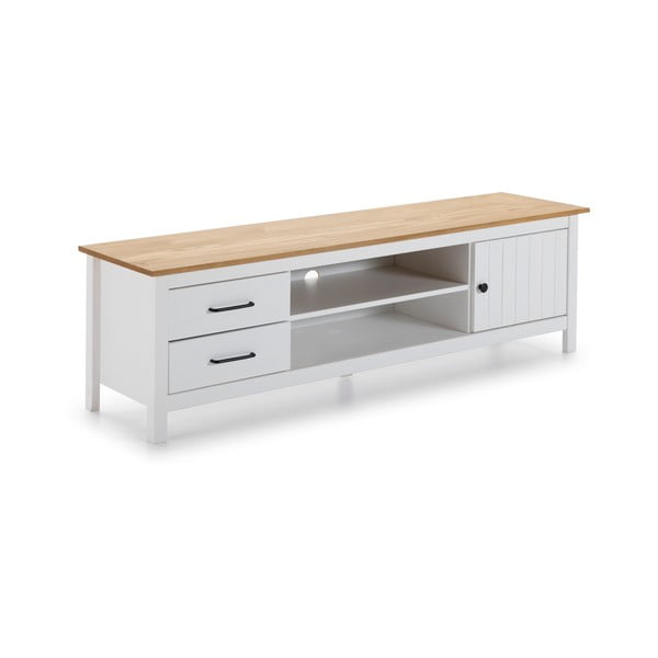 Valge männipuidust telerilaud 158x47 cm Miranda – Marckeric-image-2