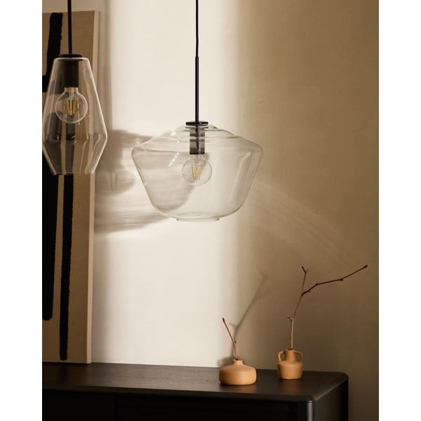 Must rippvalgusti klaasist varjuga ø 17 cm Mao - Kave Home-image-2