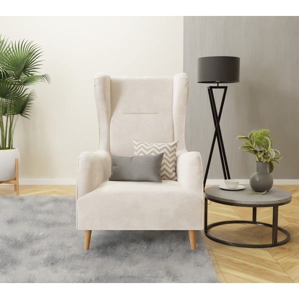 Kreem sametist tugitool Carole - Ropez-image-4