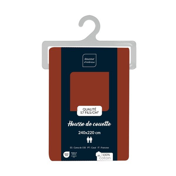 Puuvillane tekikott kaheinimesevoodile/pikendatud voodile telliskivi värvi 240x220 cm Lina - douceur d'intérieur-image-2