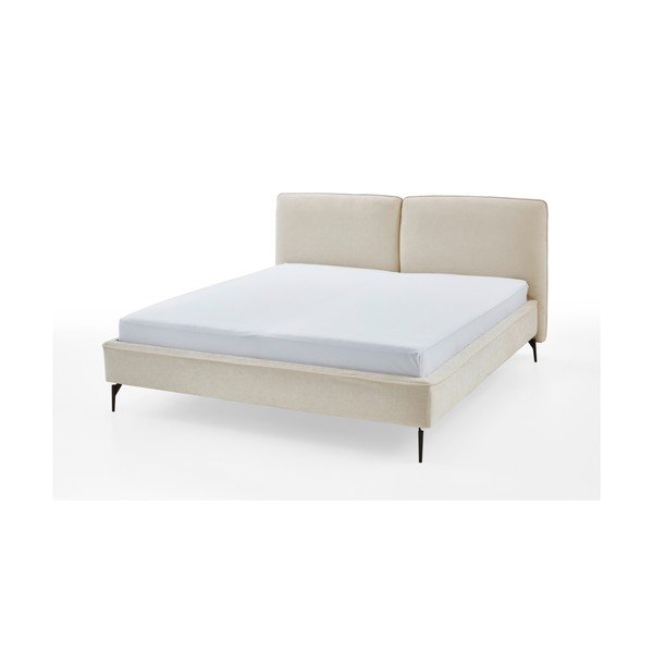 Elevandiluu värvi polsterdatud kaheinimesevoodi ilma liistudest raamita 180x200 cm Infinity - Meise Möbel-image-4