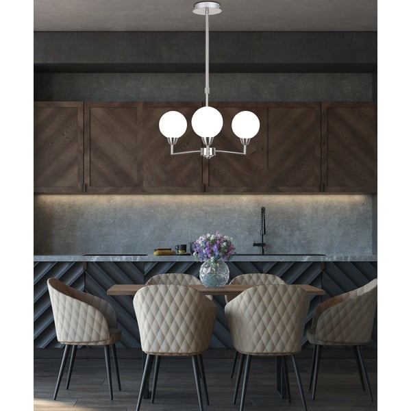 Hõbedane rippvalgusti klaasist lambivarjundiga Logos - Candellux Lighting-image-1