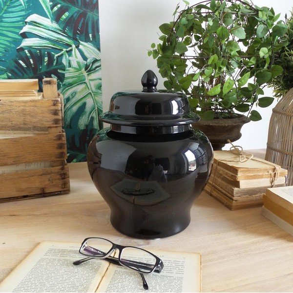 Černá keramická dóza Orchidea Milano Luxury, 38 cm