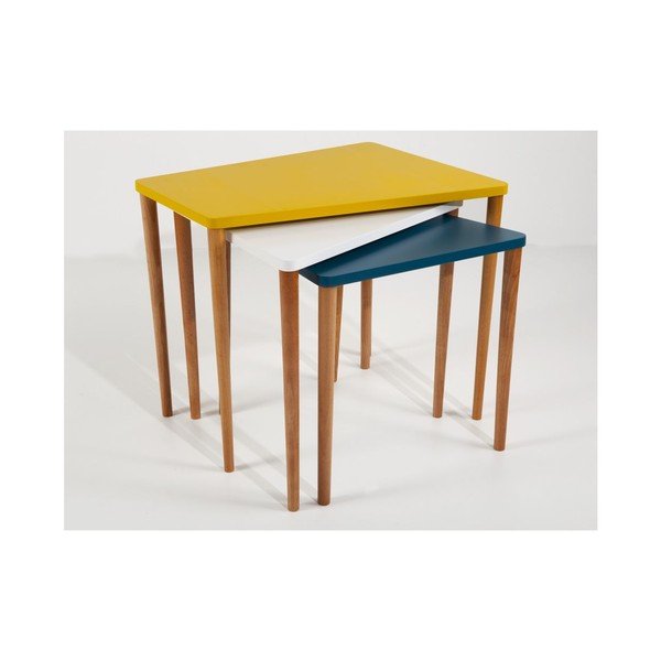 Sada 3 stolků Gaston Mustard/White/Petrol-image-1