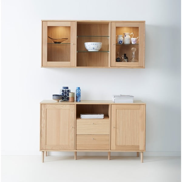 Rippuv vitriin valgustusega tammepuust 133x61 cm Mistral - Hammel Furniture-image-1