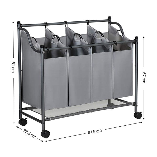 Hall korv ratastega ja 4 pesu segmentidega - Songmics-image-2