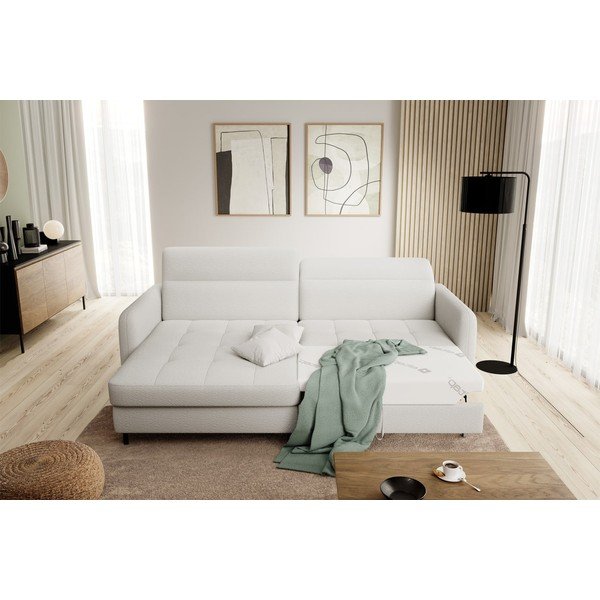 Kreem bouclé-kangast lahtikäiv/sahtliga nurgadiivan (vasak nurk/lamamisosaga) Gomsi – ELTAP-image-1