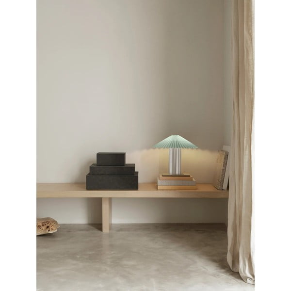 Kollane/hõbedane hämardatav lauavalgusti tekstiilist varjuga (kõrgus 36 cm) Taite - Blomus-image-1