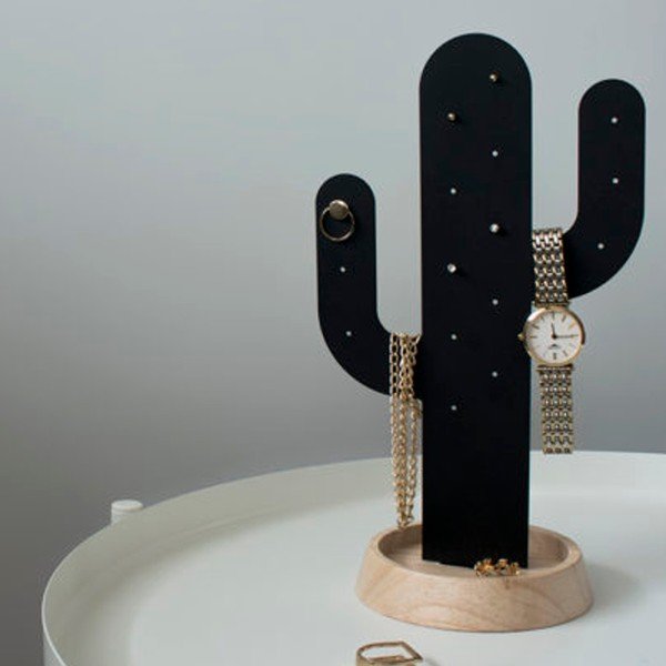 Černý stojánek na šperky Qualy&CO Cactus-image-1