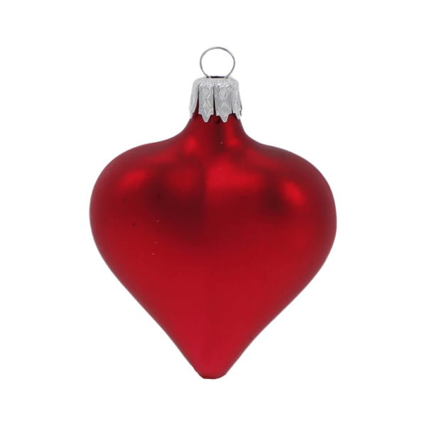4 punasest klaasist südamekujulise jõulukaunistuse komplekt - Ego Dekor