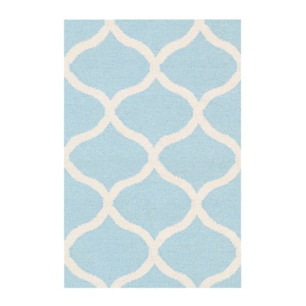 Ručně tkaný modrý vlněný koberec Alize, 90x60cm