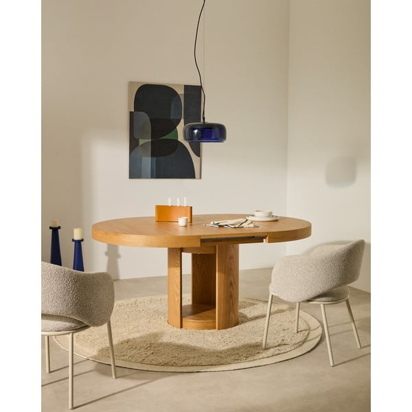 Ümmargune pikendatav söögilaud tammespoonist pealispinnaga, ø 120 cm Artis - Kave Home-image-2