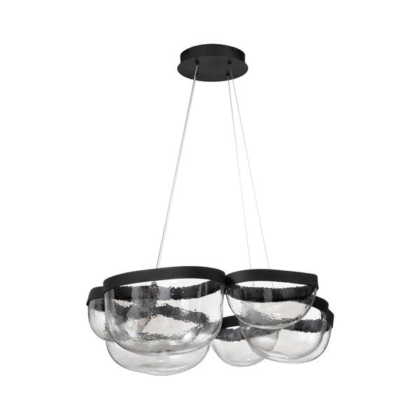 Mattmust terasest hämardatav LED-rippvalgusti klaasist varjuga, ø 83 cm Clair - Nova Luce