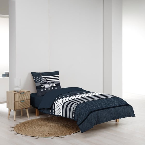 Tumesinine puuvillane voodipesu ühekohalisele voodile 140x200 cm States - douceur d'intérieur-image-2