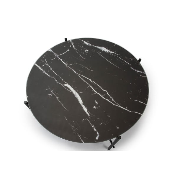 Must marmorse dekooriga klaasist kohvilaud , ø 84 cm Kendall - Marckeric-image-3