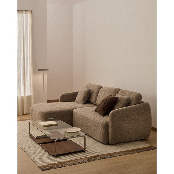 Hallikaspruun šenillist nurgadiivanvoodi (vasak nurk) Laira - Kave Home-image-1