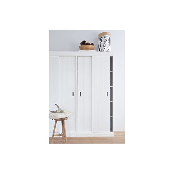 Valge mändist lükandustega riidekapp 85x195 cm Row - WOOOD-image-4