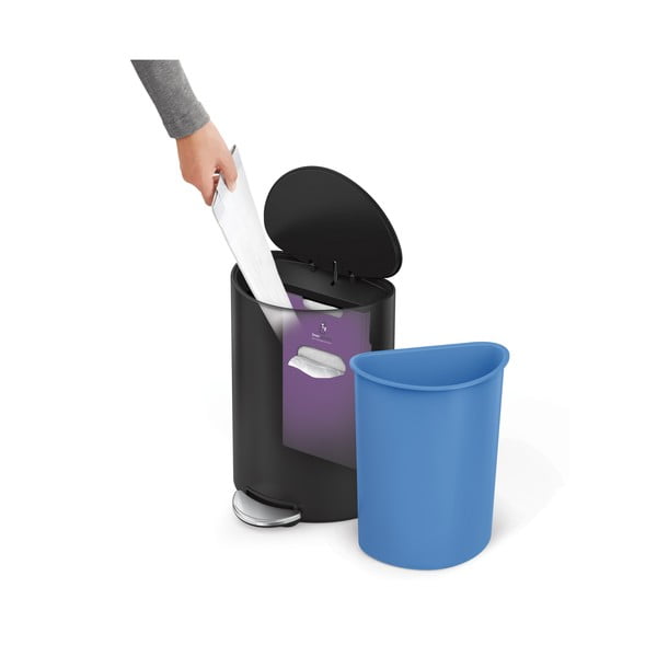 Matt must pedaaliga metallist prügikast 6 L - simplehuman-image-2