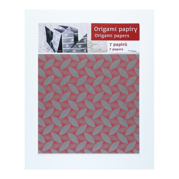 Červeno-šedé origami papíry Calico 
