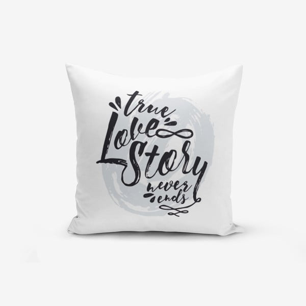 Povlak na polštář s příměsí bavlny Minimalist Cushion Covers Love Story, 45 x 45 cm