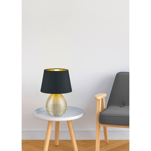 Must keraamiline ja riidest laualamp , kõrgus 35 cm Luxor - Reality-image-2