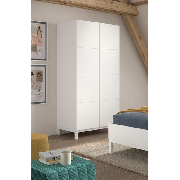 Valge laste riidekapp 99x196x58 cm Eva - Vipack-image-1