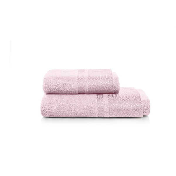 Set světle růžové osušky a ručníku z bambusových vláken Maison Carezza Genoa