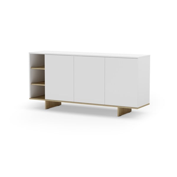 Valge tammedekooriga madal kummut 170x80 cm Cequoia - Marckeric-image-3