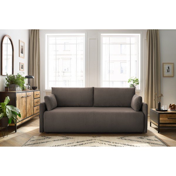 Pruun velvetist diivanvoodi 211 cm Marcel - Bobochic Paris-image-1