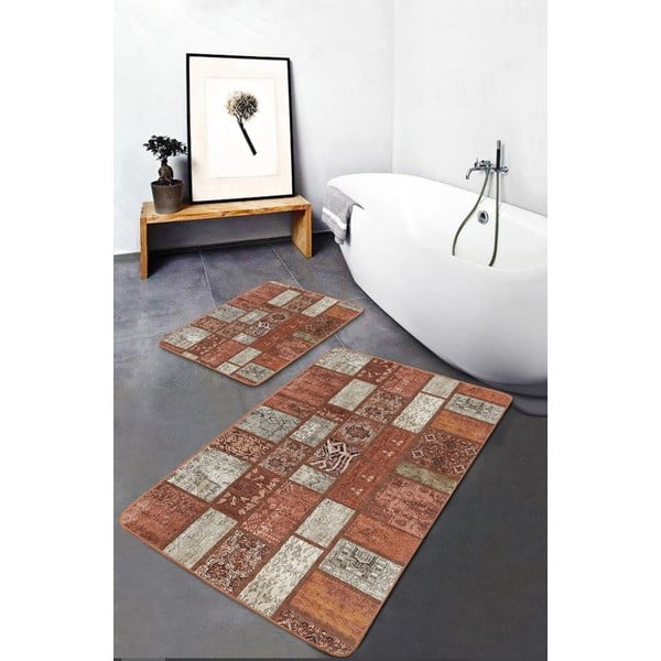 Pruunid sametist vannitoamatid 2tk komplektis 60x100 cm - Mila Home-image-2