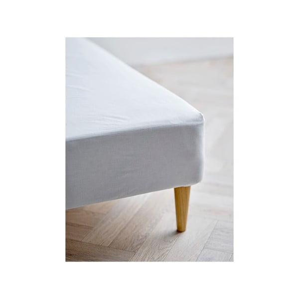 Valge orgaanilisest puuvillast kummiga lina 180x200 cm Calm - Södahl-image-1