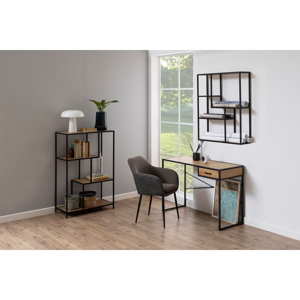 Must tammedekooriga seina raamaturiiul 75x91 cm Seaford - Actona-image-1