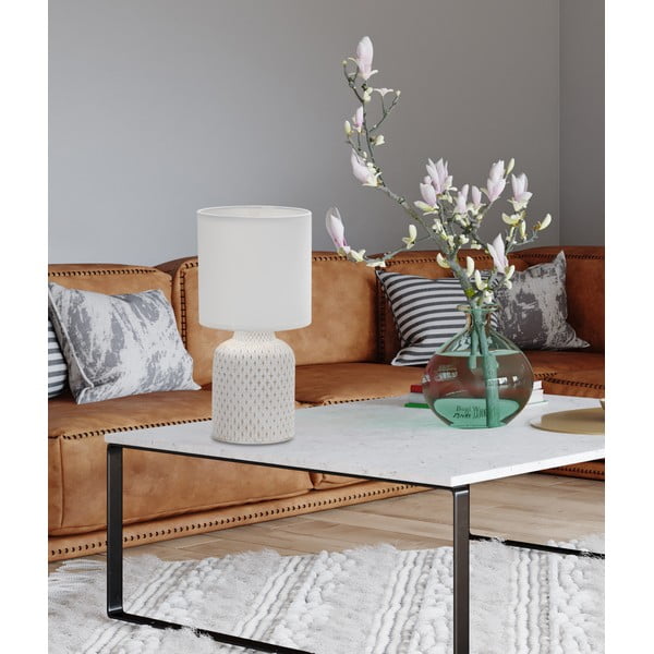 Kreem laualamp tekstiilist varjuga (kõrgus 32 cm) Iner - Candellux Lighting-image-1