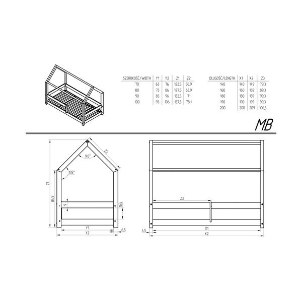 Männipuidust lastevoodi 90x200 cm Mila MB - Adeko-image-3