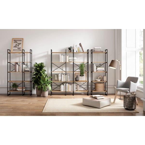 Must/loomulik tammepuust riiul 87,5x175 cm Dusan - Marckeric-image-1