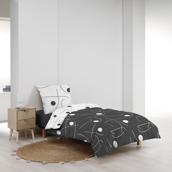 Valge-tumehall mikrokiust voodipesu ühekohalisele voodile 140x200 cm Sonate - douceur d'intérieur-image-1