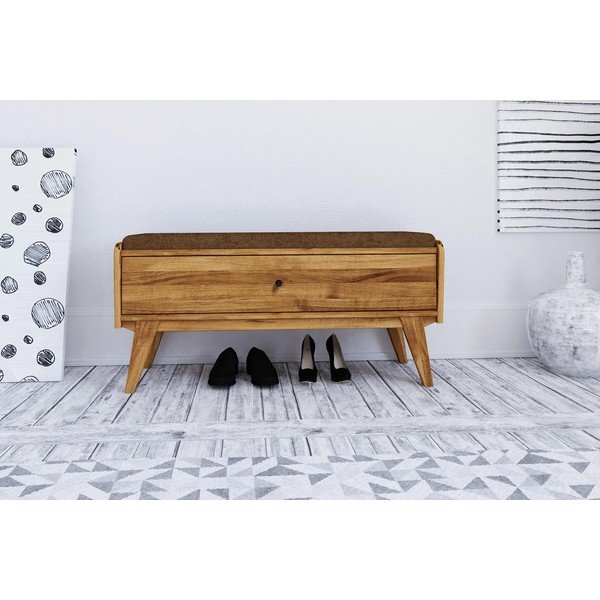 Tammepuidust oranžist istmematerjalist pink koos panipaigaga Retro - The Beds-image-3