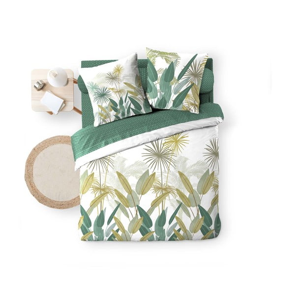 Valge-roheline puuvillane kaheinimesevoodipesu/pikendatud linaga, 6-osaline 240x220 cm Otika - douceur d'intérieur-image-3