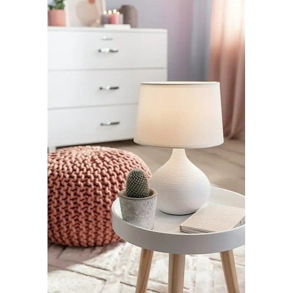 Valge keraamiline ja riidest laualamp , kõrgus 29 cm Martin - Reality-image-1