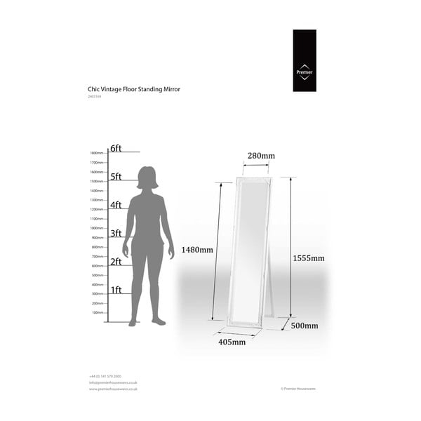 Puidust raamiga põrandapeegel 40x160 cm Chic - Premier Housewares-image-2