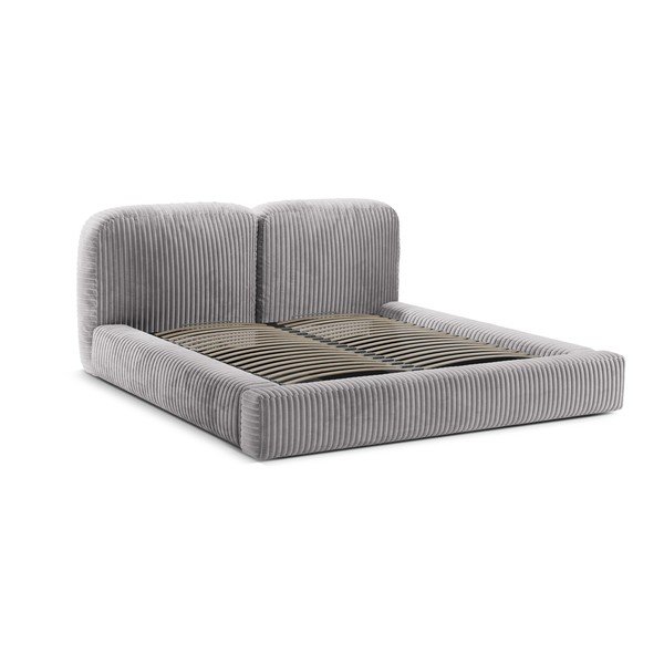 Helehall polsterdatud kaheinimesevoodi koos panipaiga ja voodipõhjaga 200x200 cm Martina - Micadoni-image-3