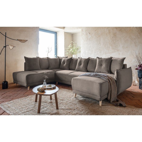 Helepruunist velvetist nurgadiivanvoodi (vasak nurk/"U") Lazy Lukka - Miuform-image-4